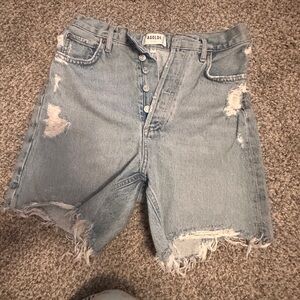 Agolde Women's Frayed Jean Shorts - Light Blue